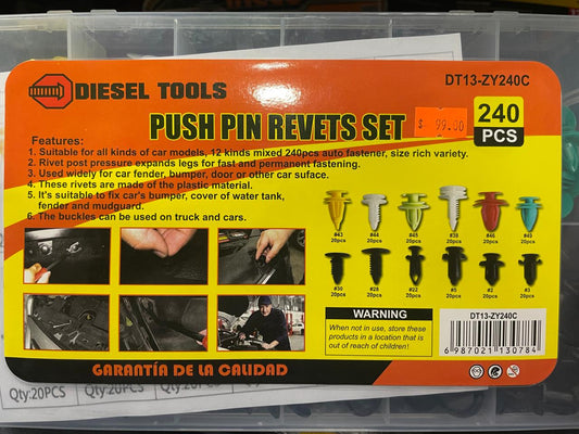 Diesel tools 240pcs push pin revets set