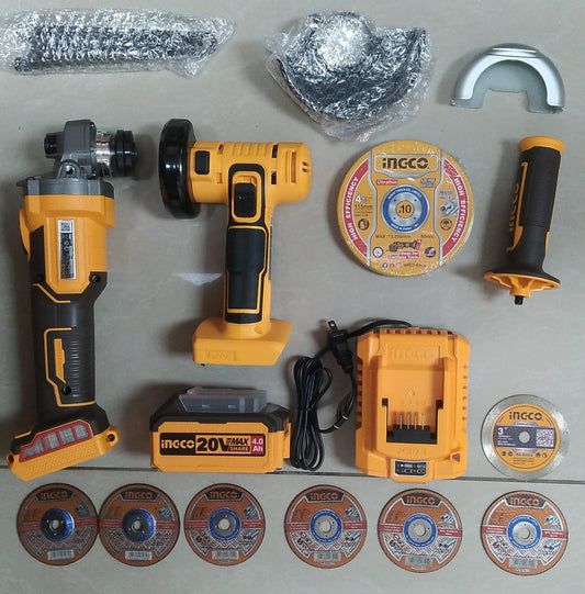 ingco cordless grinder and cut off tool combo