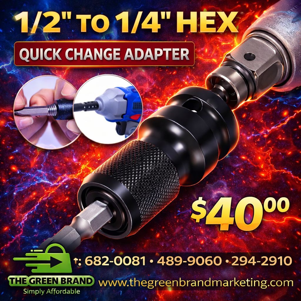 1/2" square to 1/4" hex shank socket adapter (wrench to driver adapter)