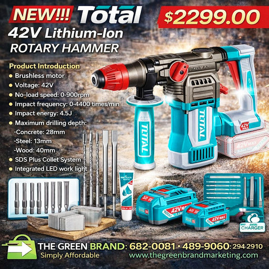 NEW!!! TOTAL 42V Lithium-Ion Rotary Hammer 28mm