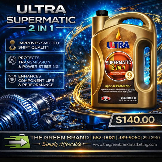 Ultra Supermatic 2 in 1 transmission and steering fluid gallon