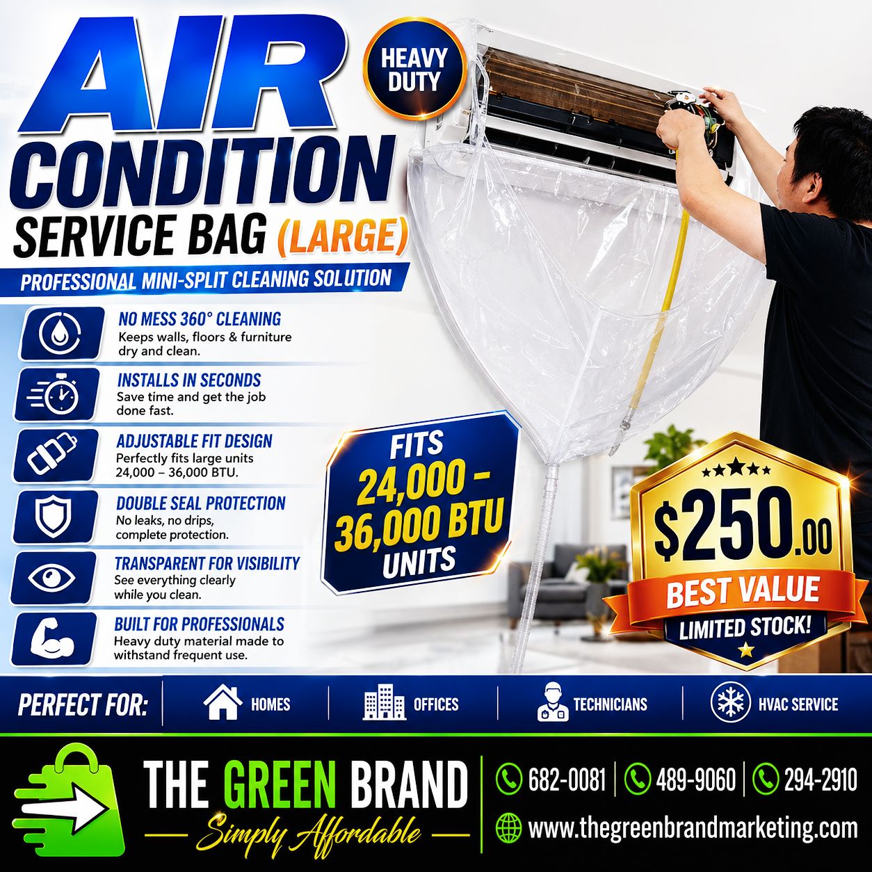 Air Condition Service bag Large 24000 BTU  to 36000 BTU