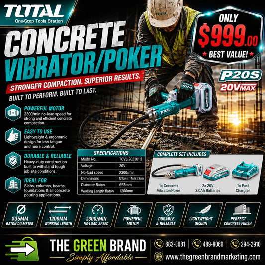 Total 20V Concrete Vibrator with 2ah battery and charger