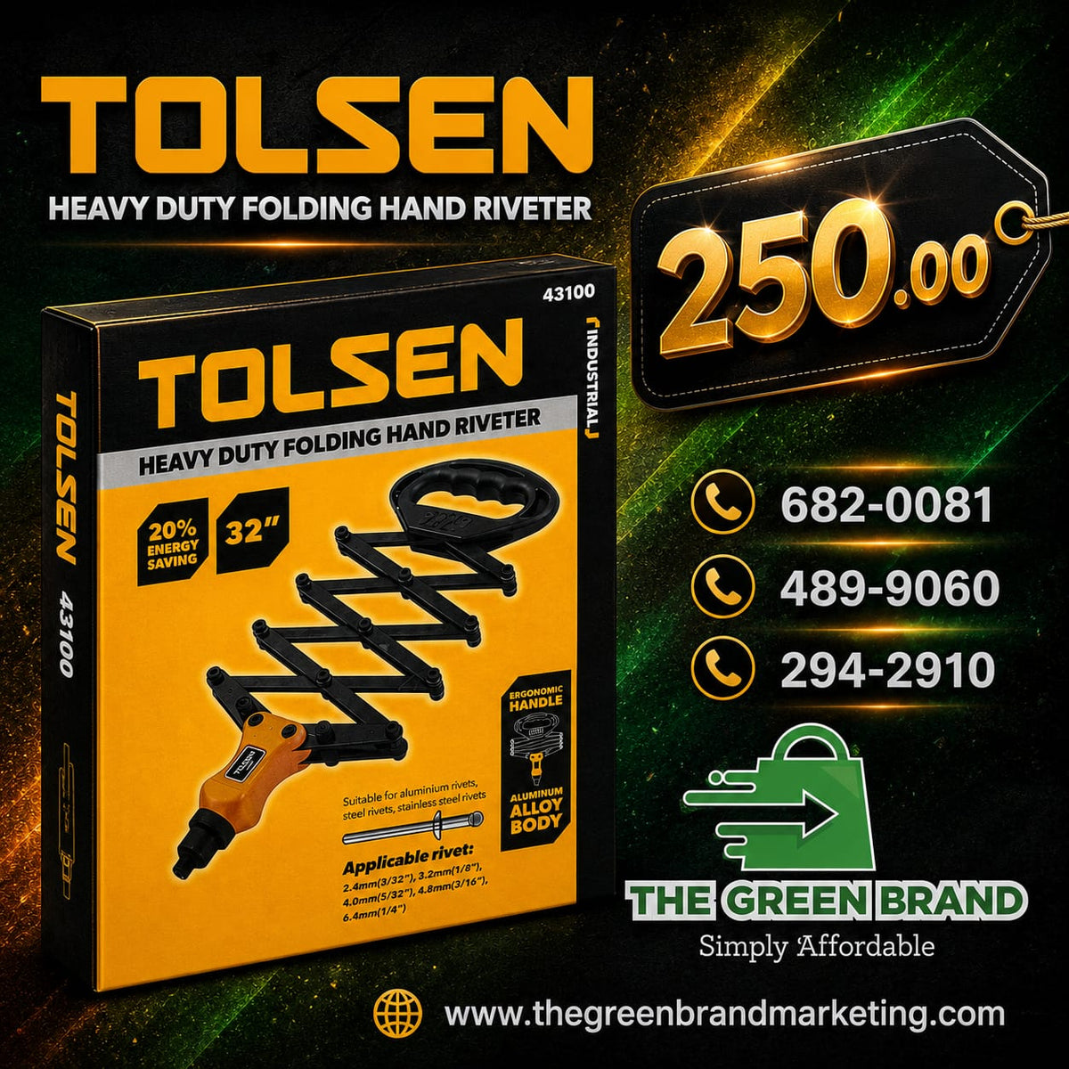TOLSEN HEAVY DUTY FOLDING HAND RIVETER