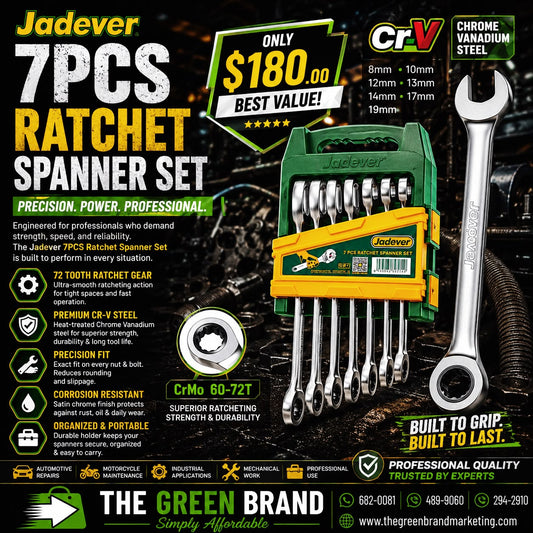 Jadever 7pc ratchet spanner set