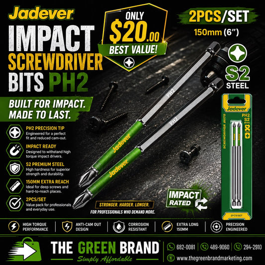 Jadever 2 Piece 6 inch ph2 impact bit