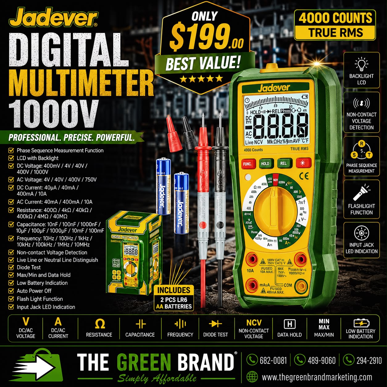 Jadever Digital multimeter 1000V