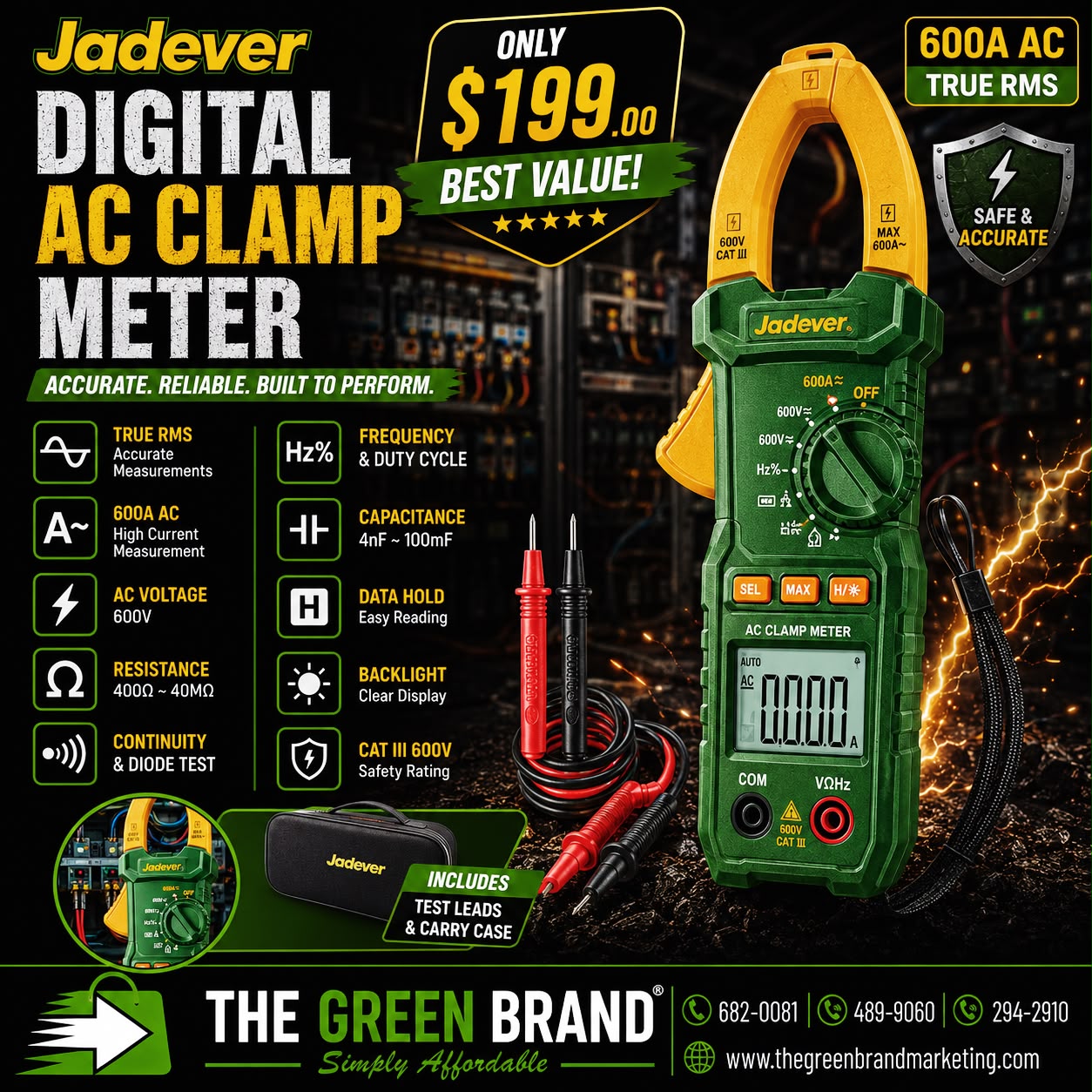 Jadever digital AC CLAMP Meter 600 AC