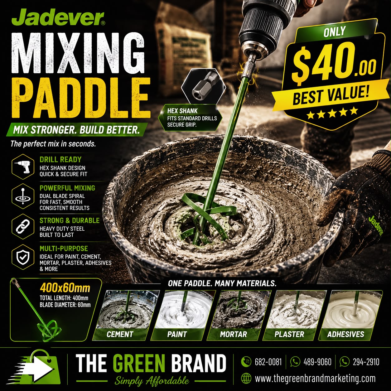 Jadever mixing paddle (hex)