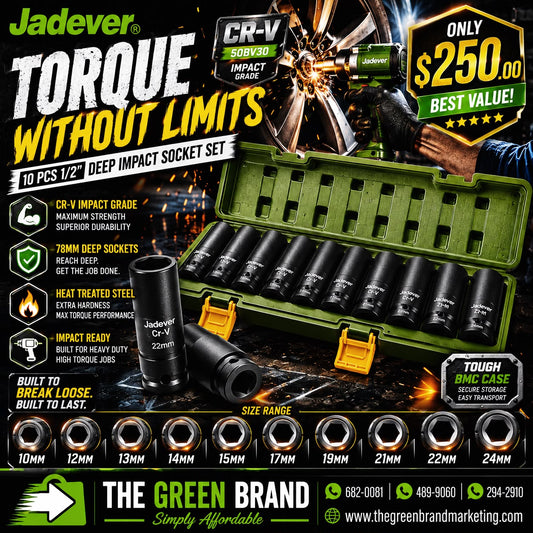 Jadever 10 Piece deep impact socket