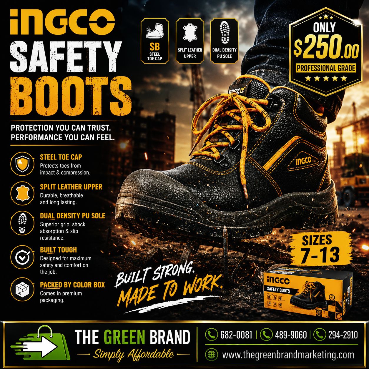 Ingco Safety Boots (steel tip)