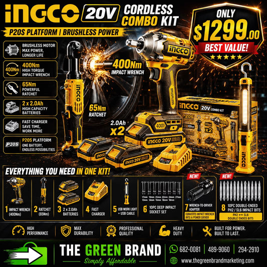 Ingco 400nm impact wrench & ratchet combo