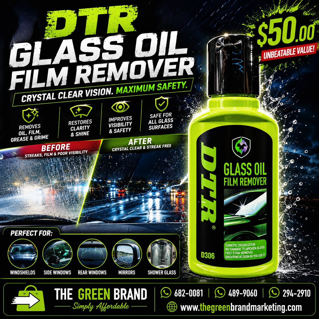 DTR Glass oil film remover 250ml D306
