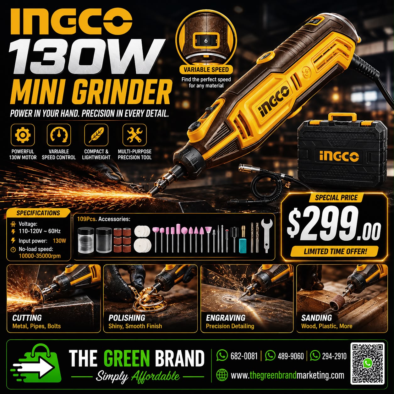 Ingco 130W mini grinder