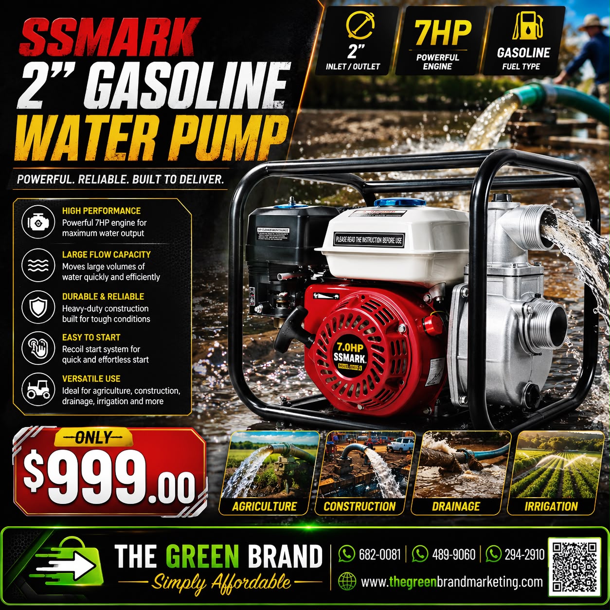 SS Mark 2 inch gasoline water pump