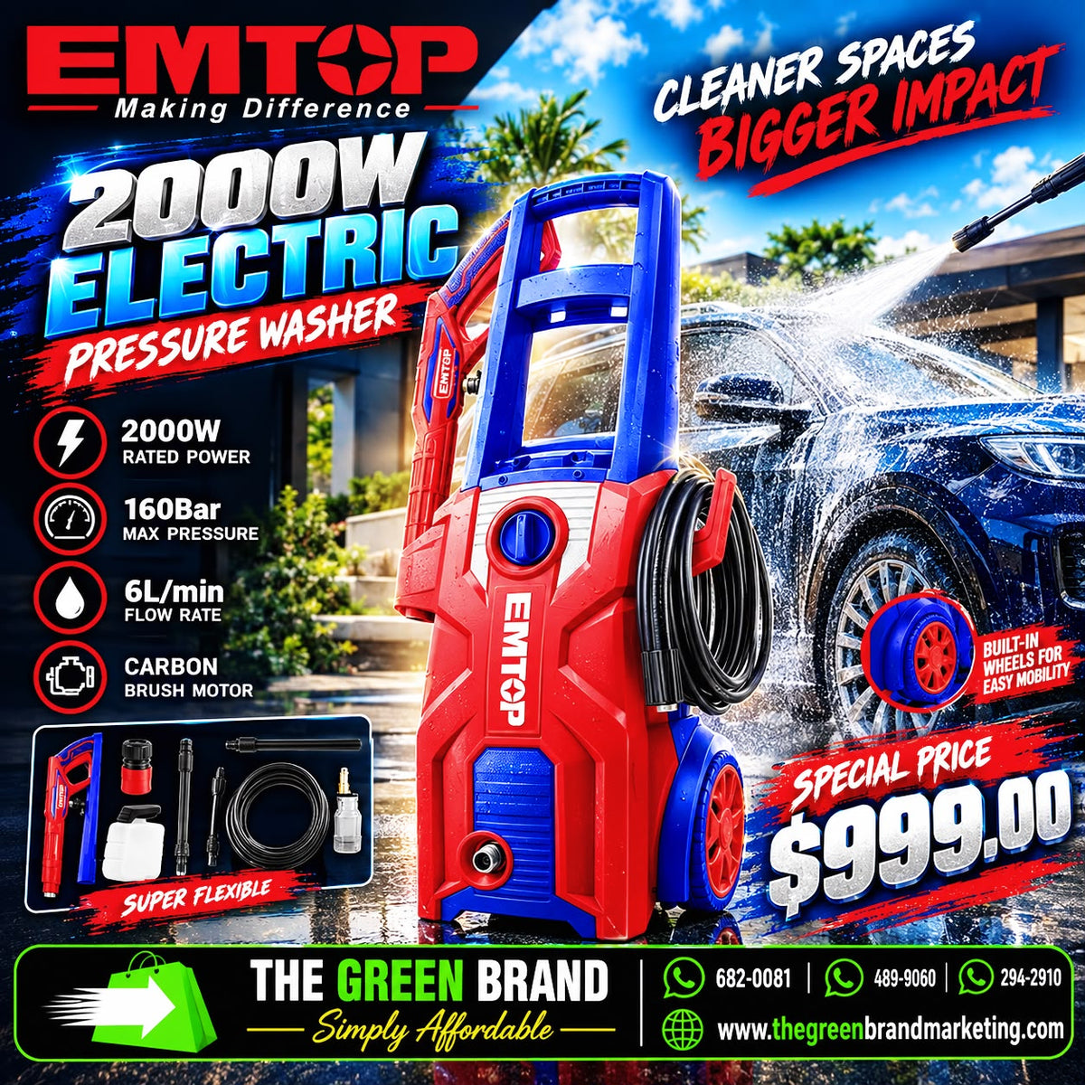 Emtop 2000W Electric Pressure Washer