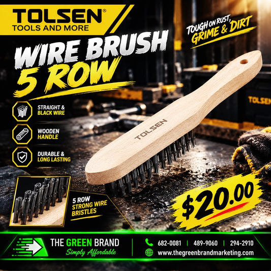 Tolsen wire brush 5 row wooden handle
