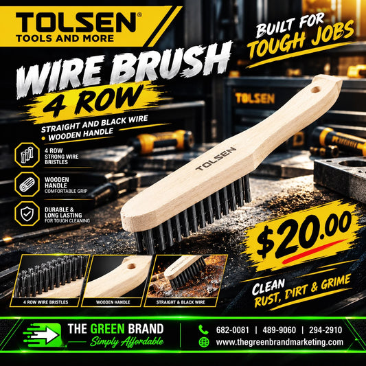 Tolsen wire brush 4 row wooden handle