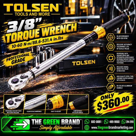 Tolsen Torque wrench 3/8 inch 10 - 60nm 88.6 - 531.4 in/ lbs 19663