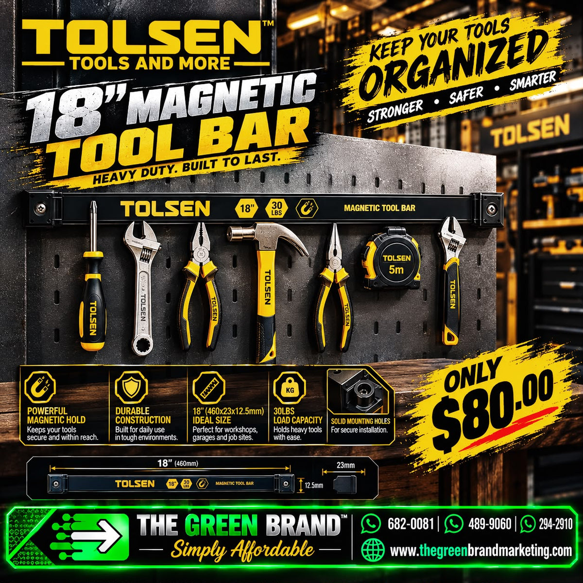 tolsen magnetic tool bar 18 inch