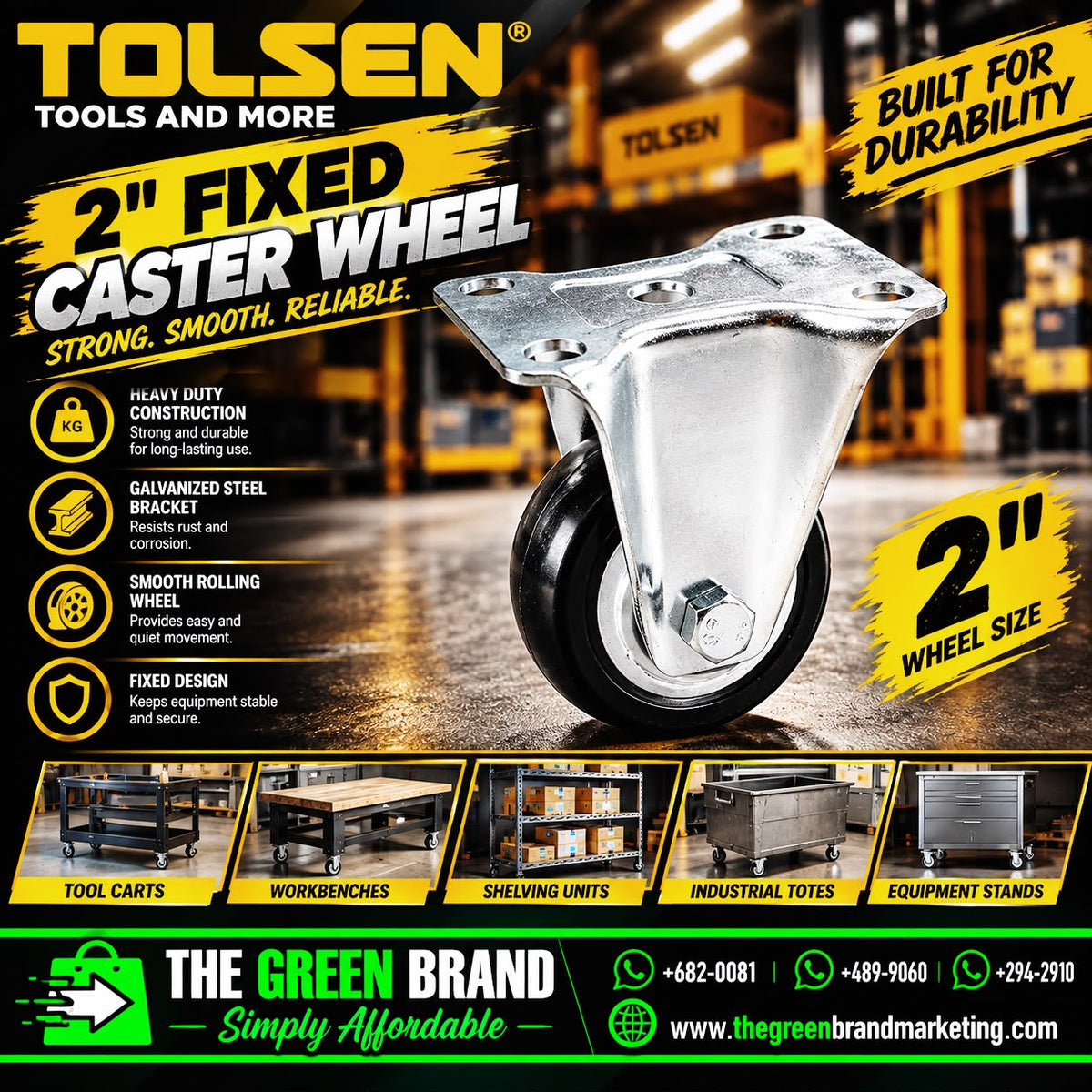 Tolsen fixed caster 2 inch pp pvc