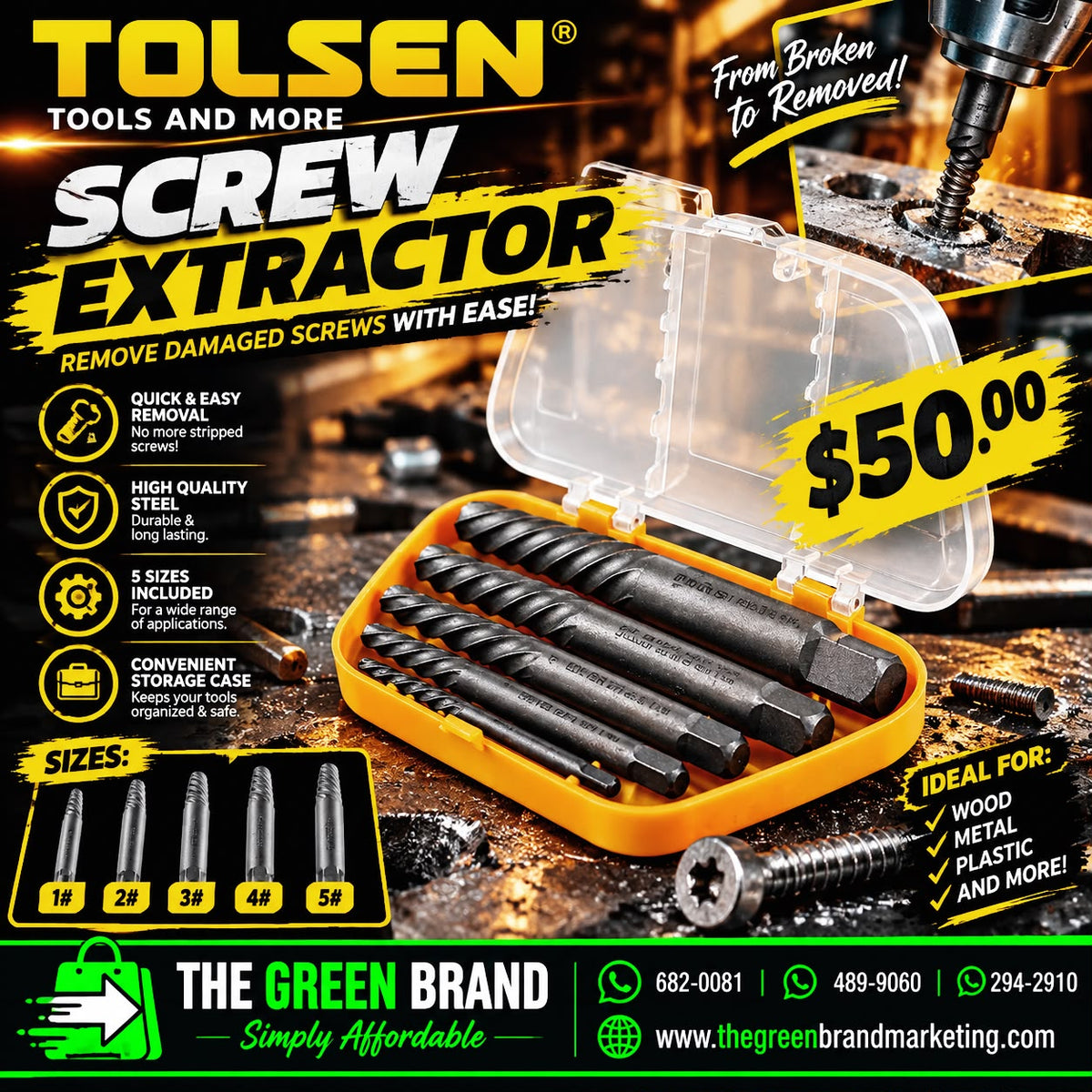 tolsen screw extrator set 4pc