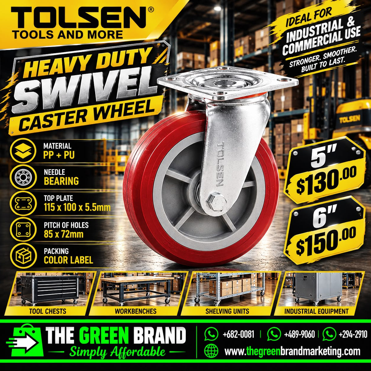 tolsen heavy duty swivel caster wheel