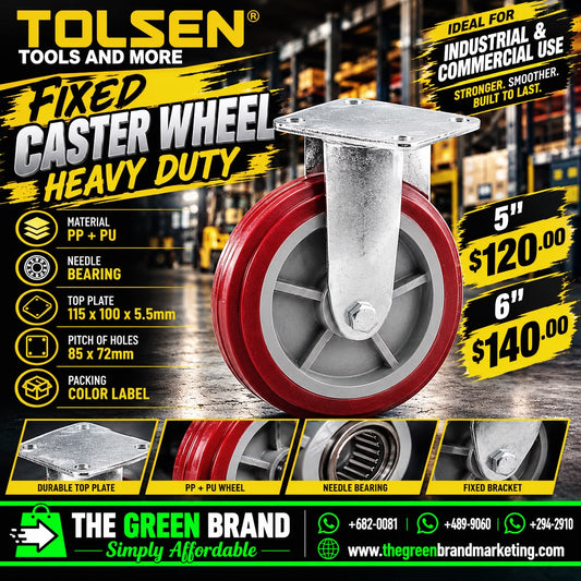 Tolsen heavy duty fixed caster pp + pu