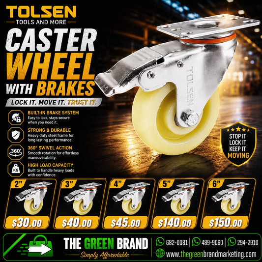 Tolsen swivel 6 inch with brake wheel