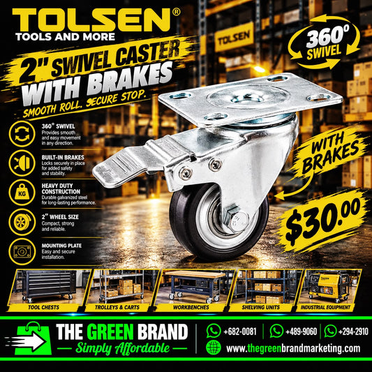 Tolsen swivel caster with brake pp pvc 2 inch