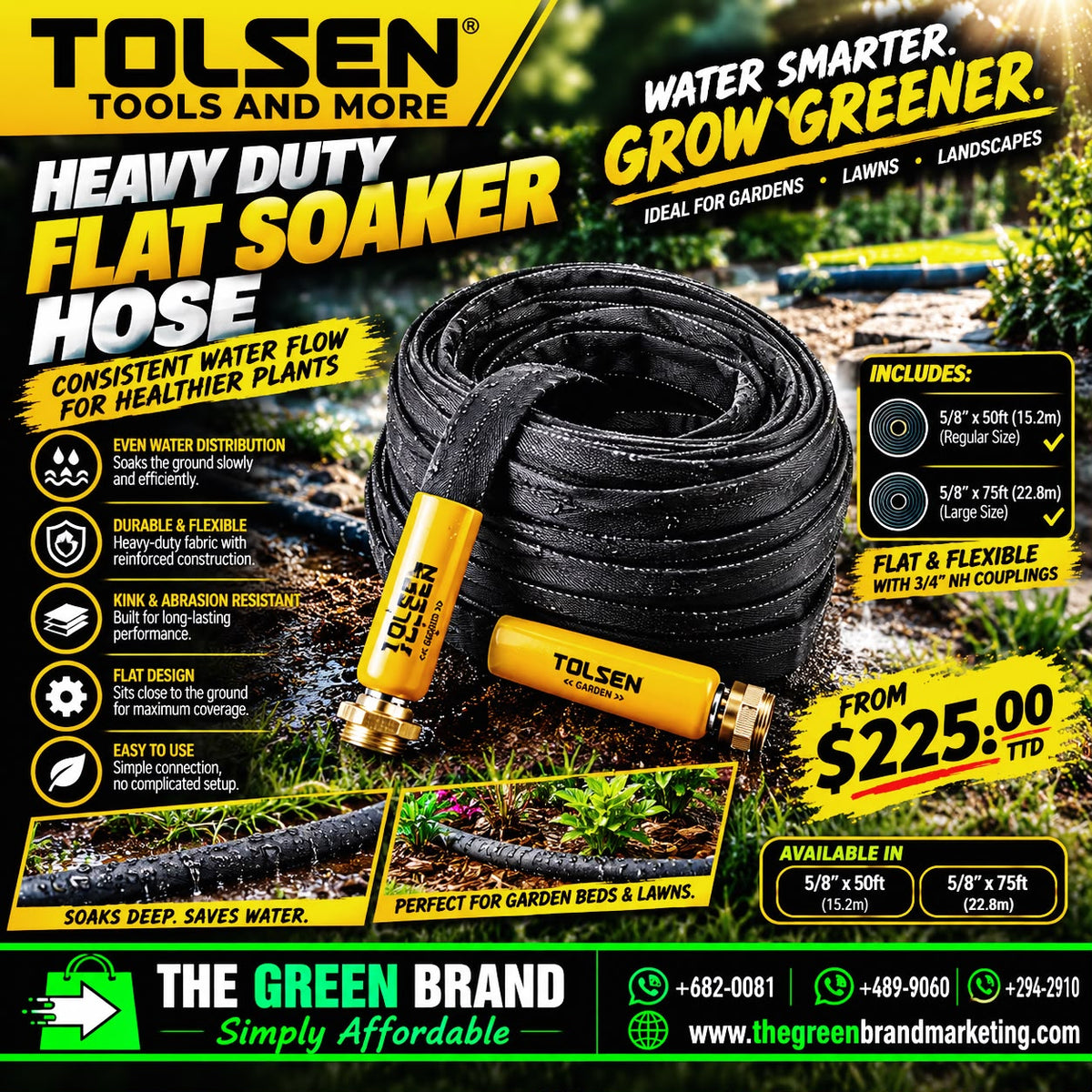 Tolsen Heavy Duty Fabric Hose (FLAT SEEPER SOAKER)