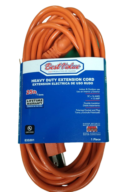 BEST VALUE 25 Feet Heavy Duty Extension Cord