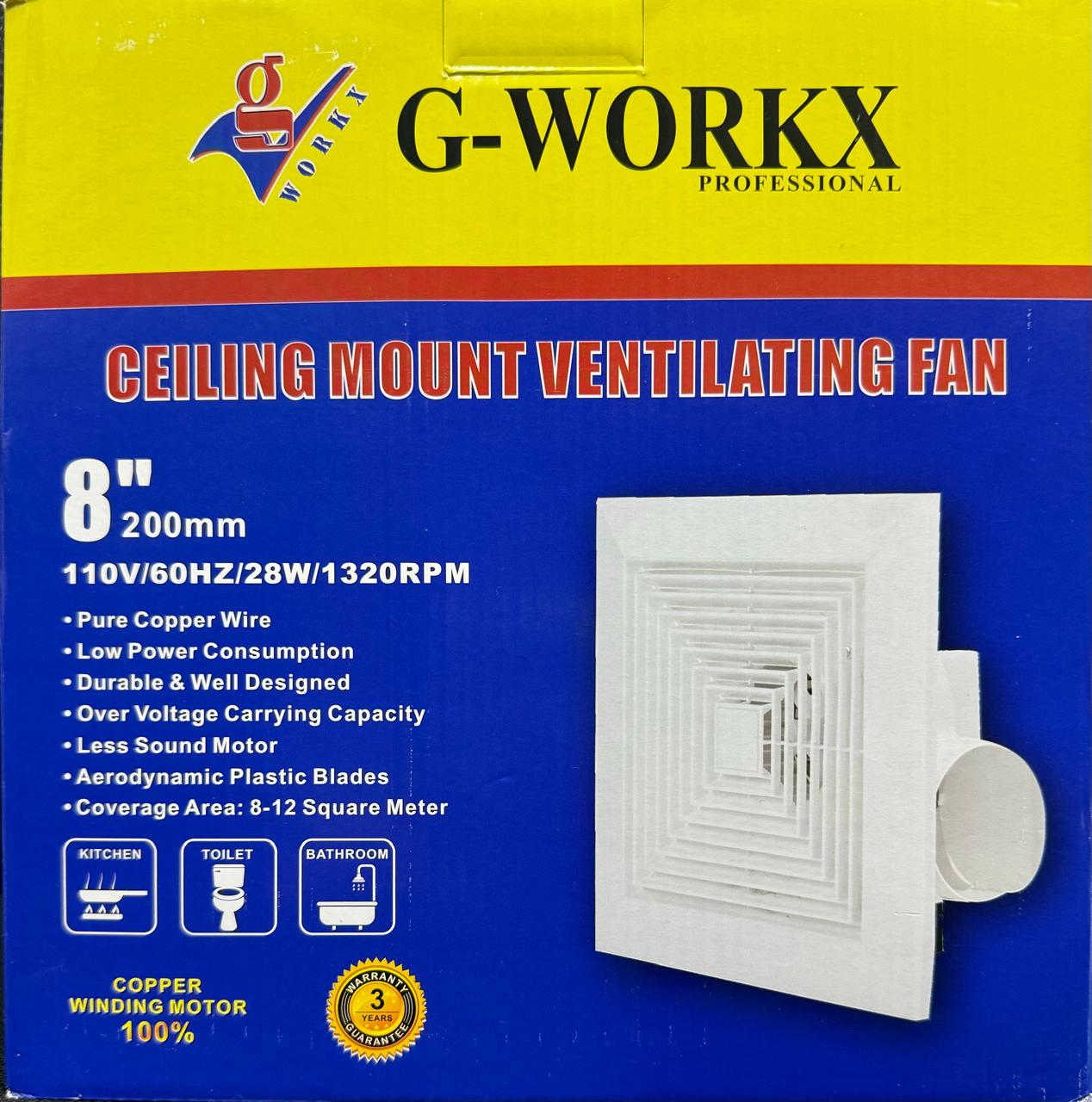 G-workx 8" ceiling mount ventilating fan