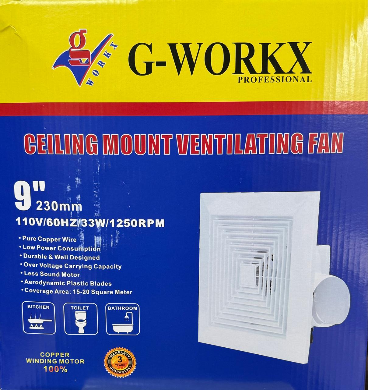 Gworkx 9" Ceiling Mount Ventilation Fan