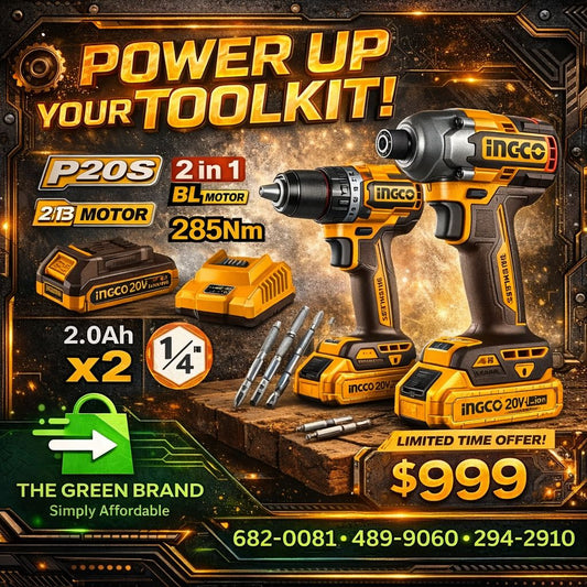 NEW!!! Drill and driver combo with hammer mode ingco 20v impact brushless driver 2 x 2ah batteries