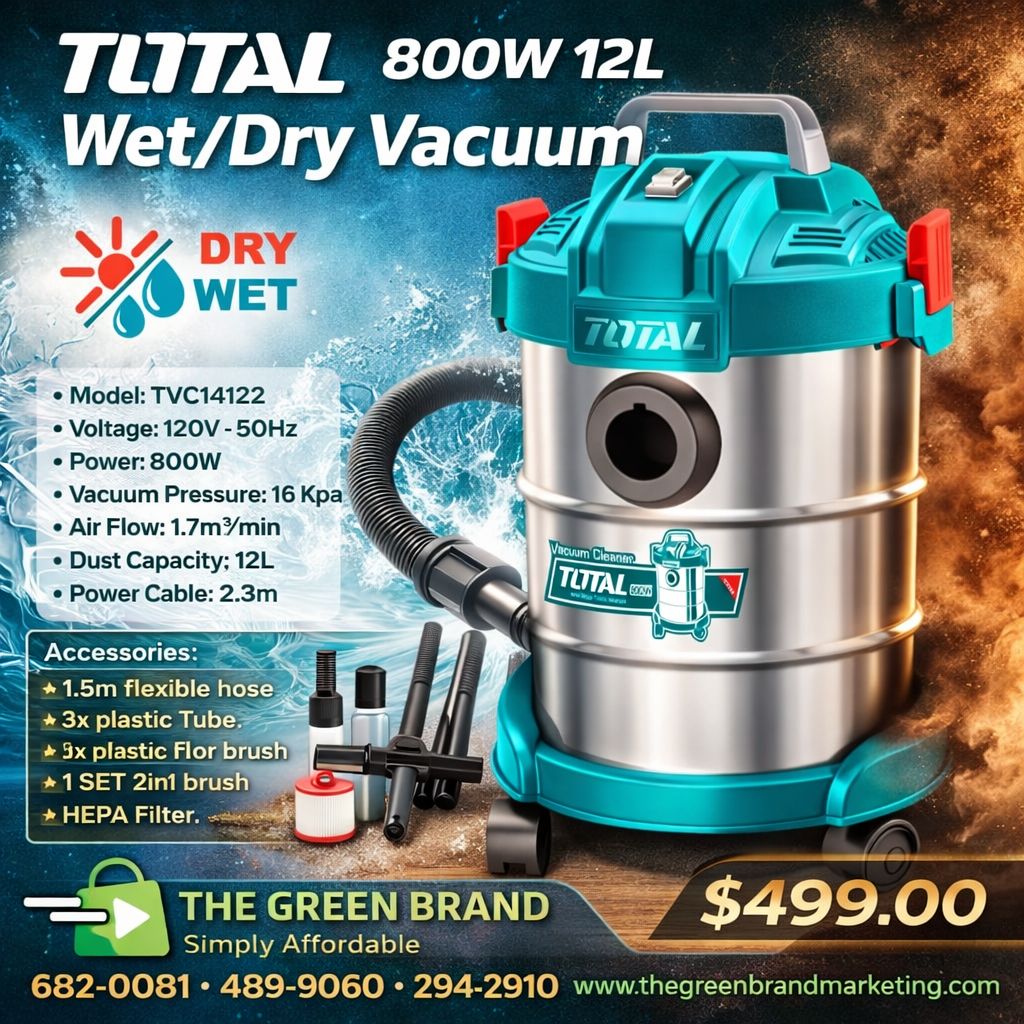 Total 800W 12L wet/dry Vacuum