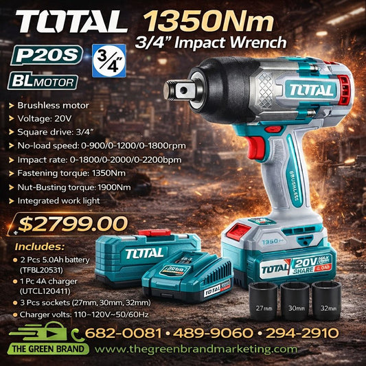 Total 1350nm impact wrench 3/4 inch