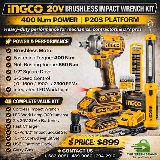 Ingco 400nm impact wrench combo 2 pc kit