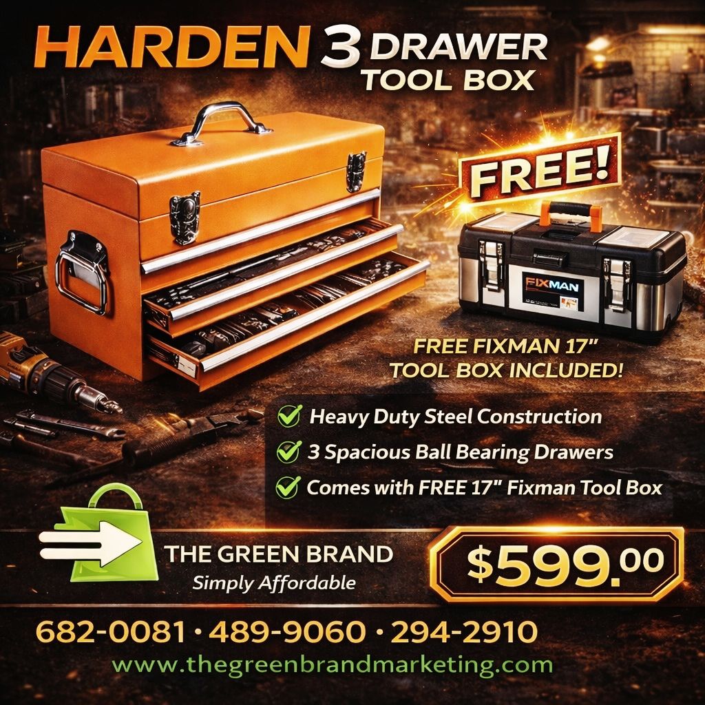 Harden Professional Tools Chest with 3 Drawers (free fixman 17 inch box included)
