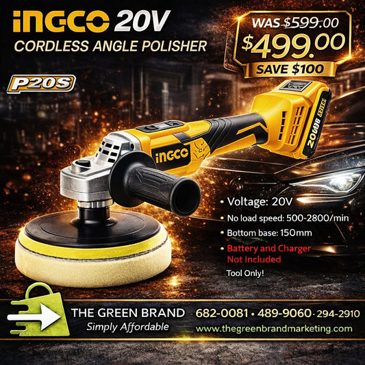 Ingco 20V cordless angle polisher (TOOL ALONE)