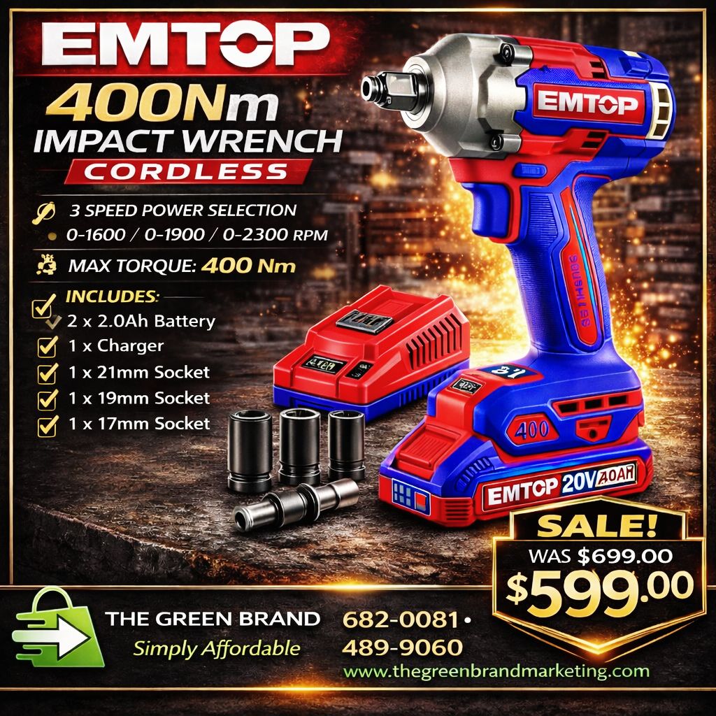Emtop 400nm impact wrench 1/2 inch cordless