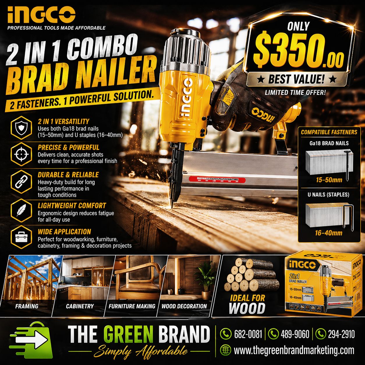 Ingco 2 in 1 Brad Nailer