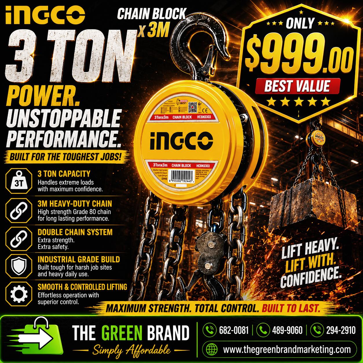 Ingco 3 Ton chain block