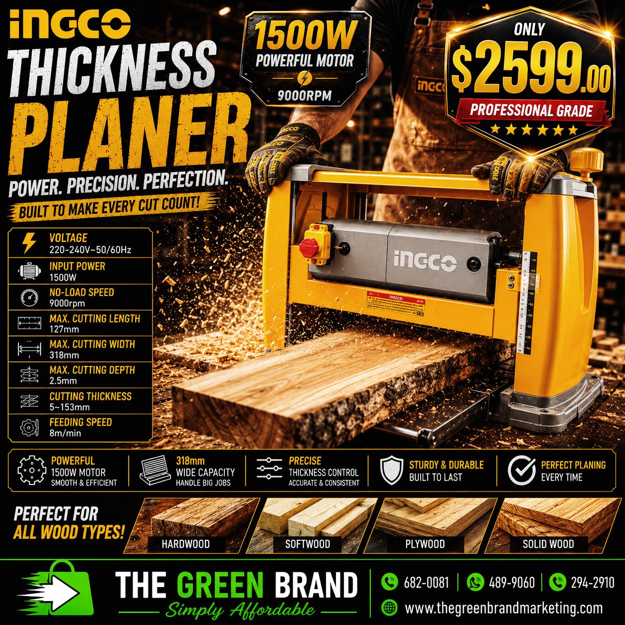 Ingco 1500w thickness planner