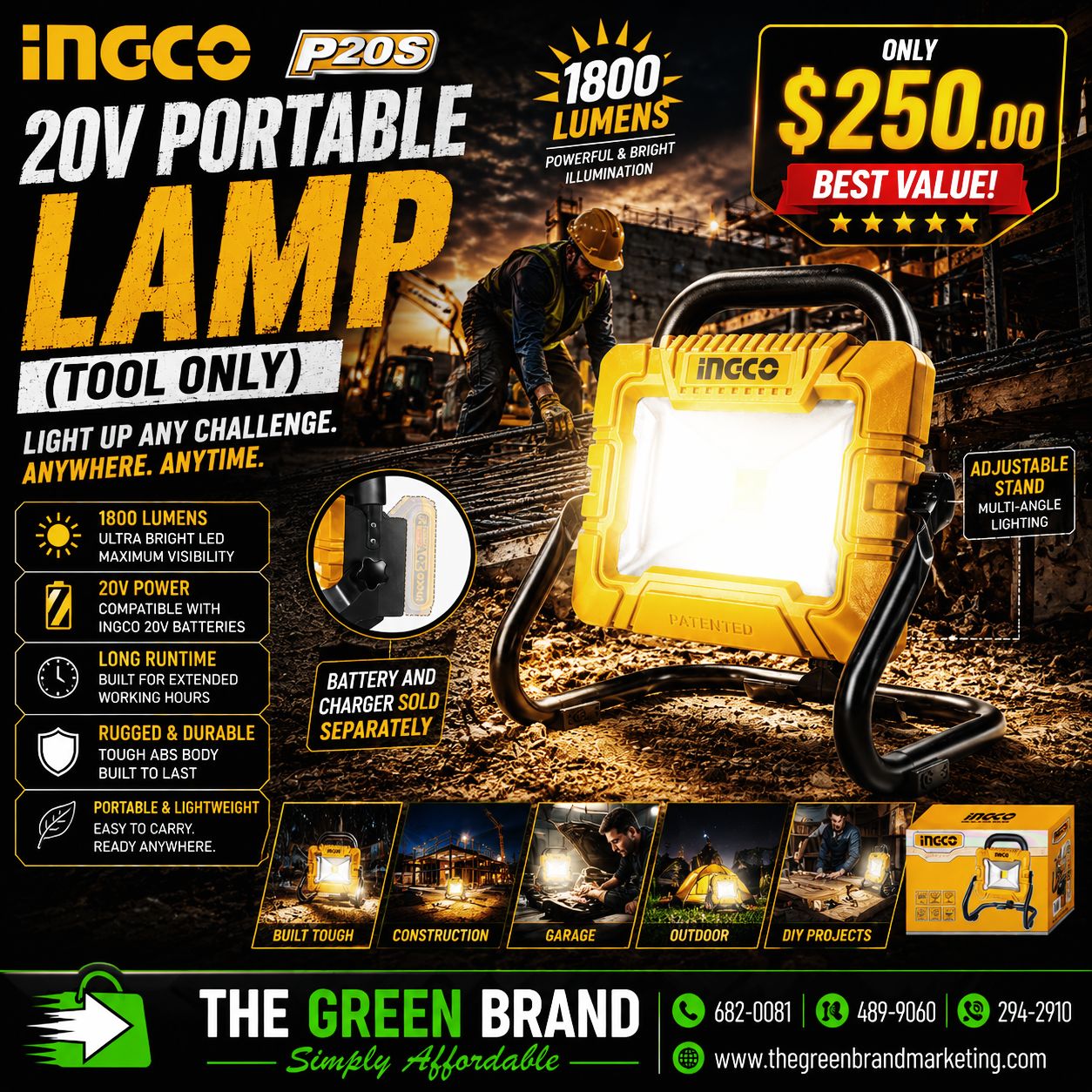 Ingco 20V cordless light (tool alone)