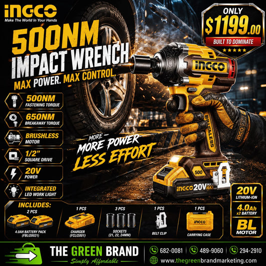 Ingco 20v 500nm cordless wrench with 2 x 4ah batteries