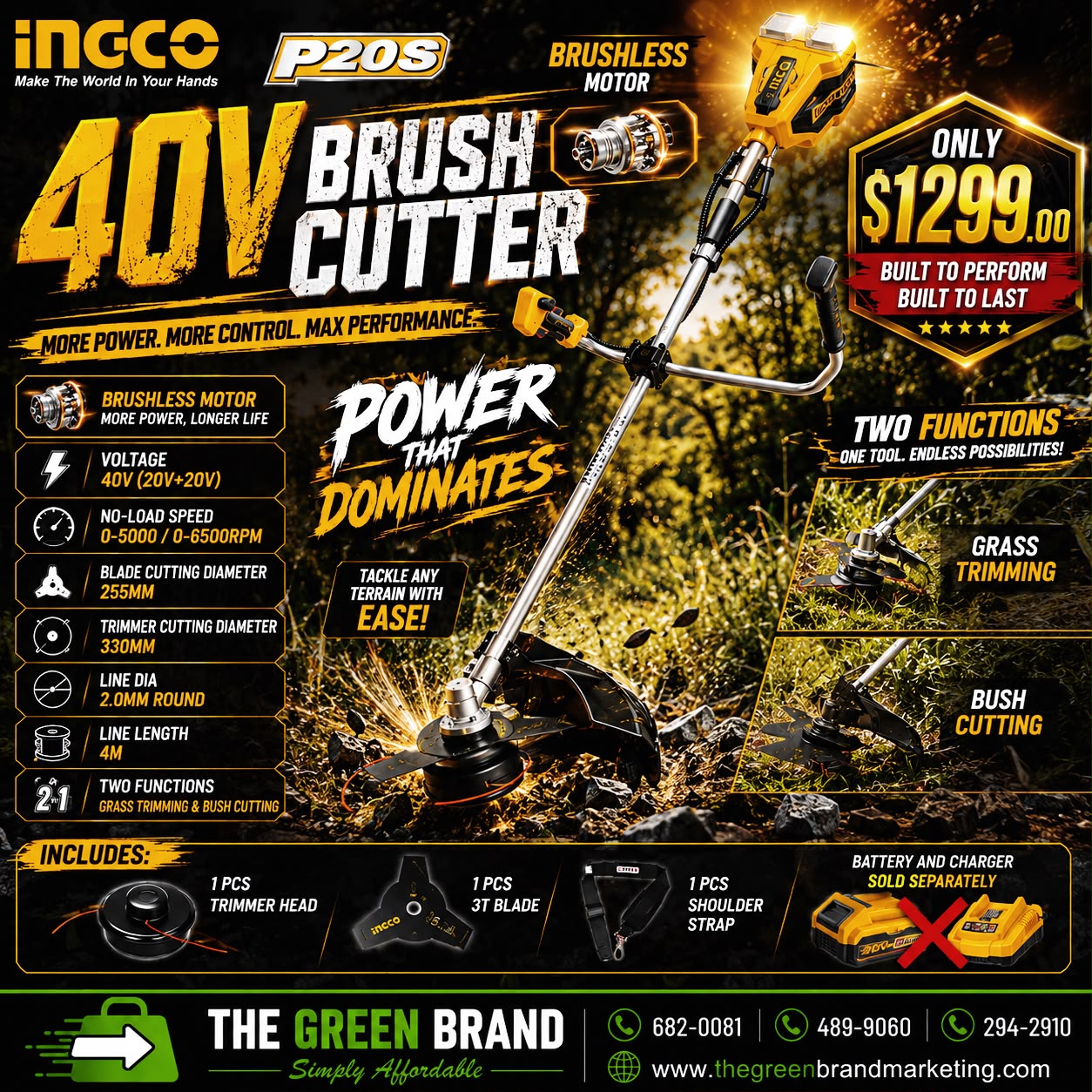 Ingco 40V cordless string trimmer and bush cutter (TOOL ALONE)