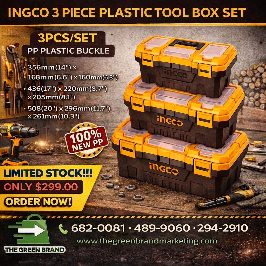 Ingco 3 Pcs Plastic Toolbox Organizer Case Set