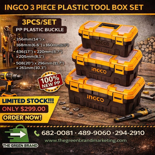 Ingco 3 Pcs Plastic Toolbox Organizer Case Set