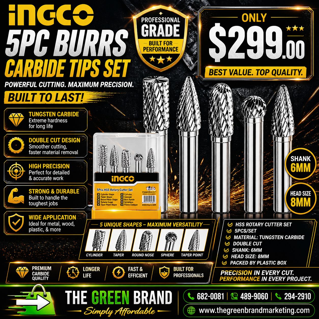 Ingco 5 Piece burrs  set